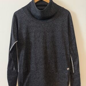 Roots Cowl Neck Pullover Sweater | Cinch Side Tie | Dark Grey,small